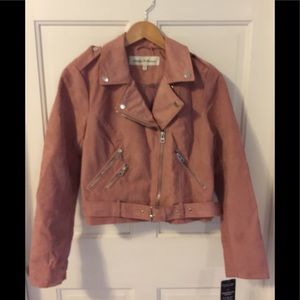 Faux suede moto jacket.